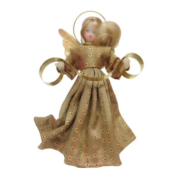Small Wax Angel with Gold Flower Dress by Margarete and Leonore Leidel in Iffeldorf