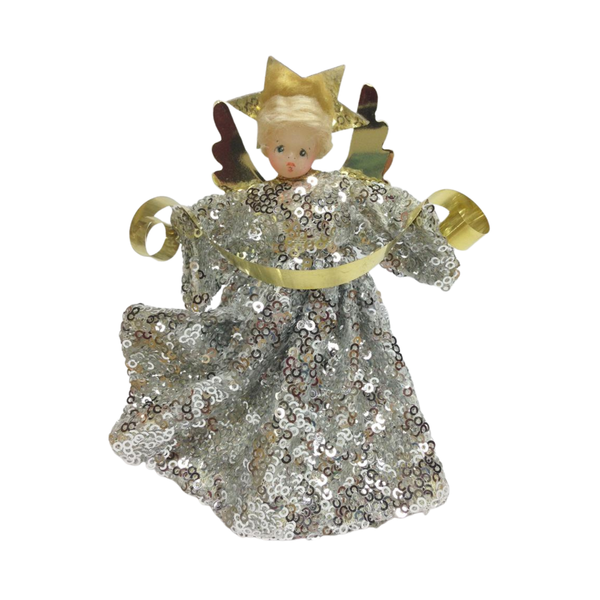 Silver Sequins Wax Angel by Margarete and Leonore Leidel in Iffeldorf