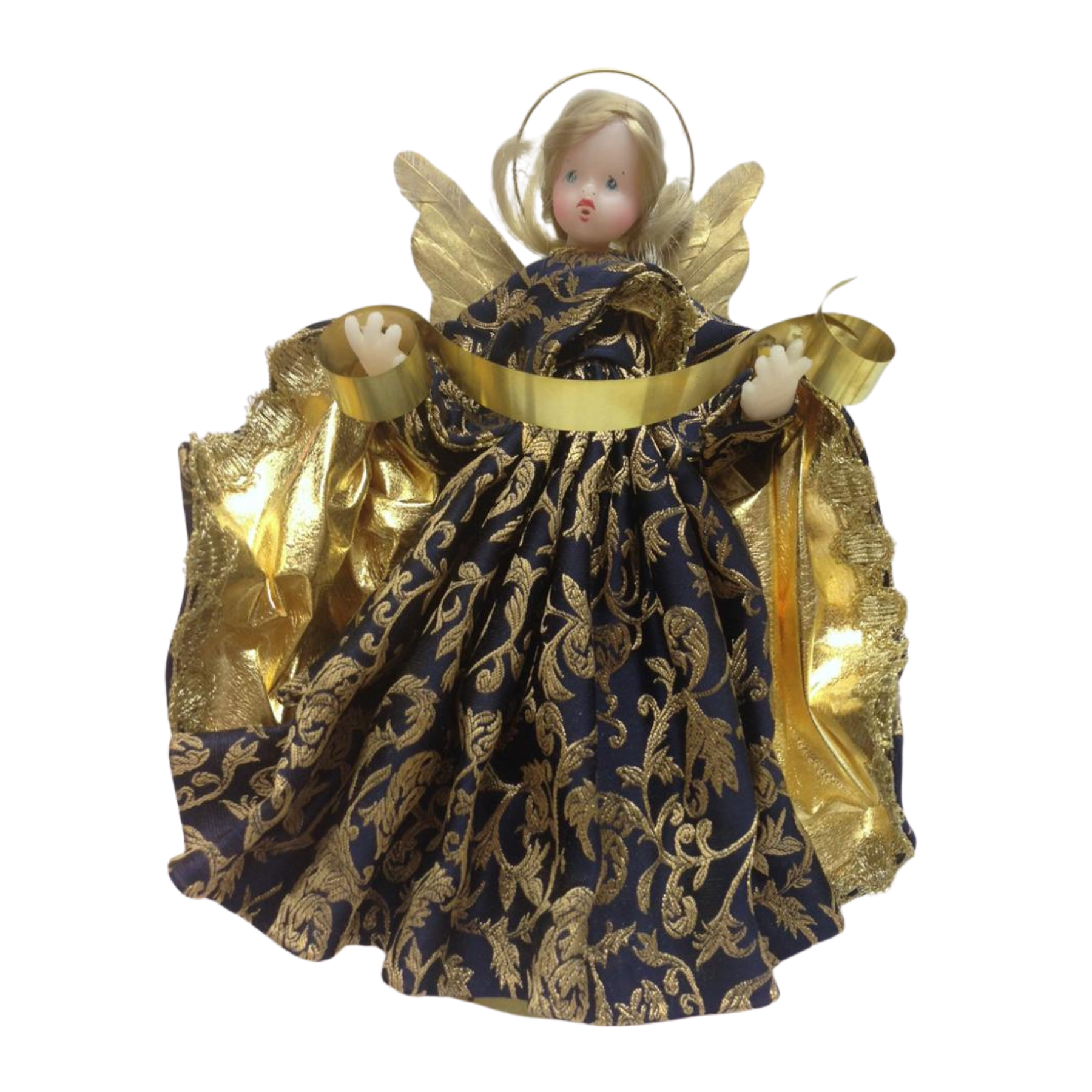 Blue with Gold Brocade Wax Angel by Margarete and Leonore Leidel in Iffeldorf