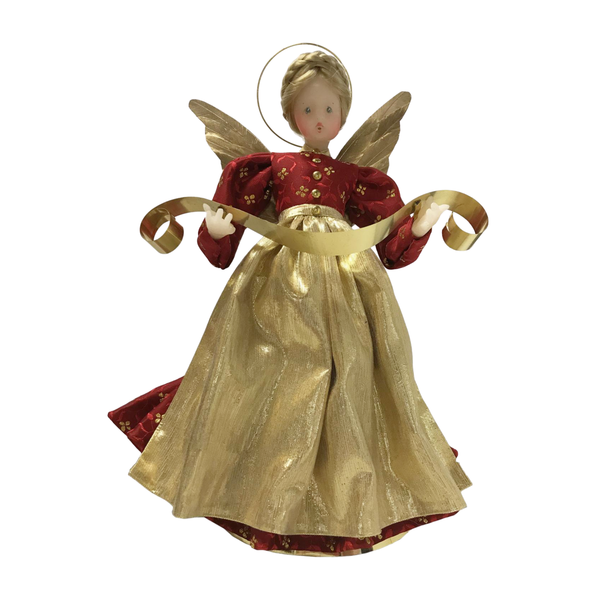 Angel with Braid in Red Dress with Gold Apron by Lenore Leidel in Iffeldorf