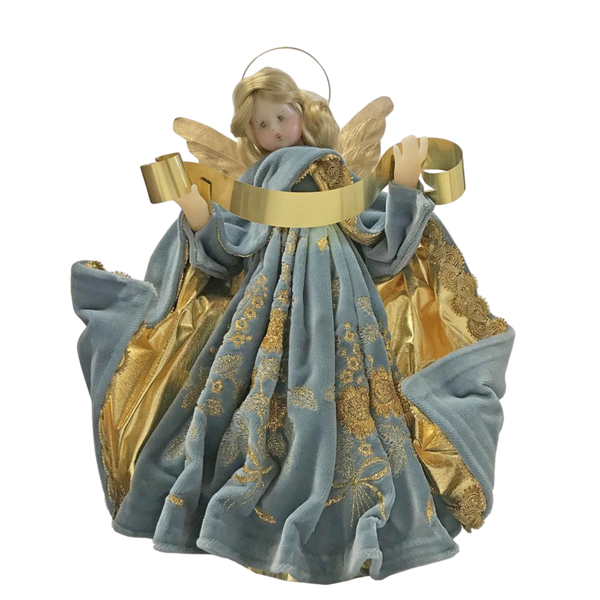 Angel in Dusty Blue Velvet Dress by Lenore Leidel in Iffeldorf