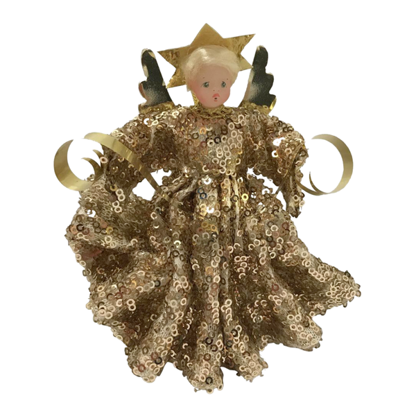 Angel in Taupe Sequined Dress Ornament by Lenore Leidel in Iffeldorf