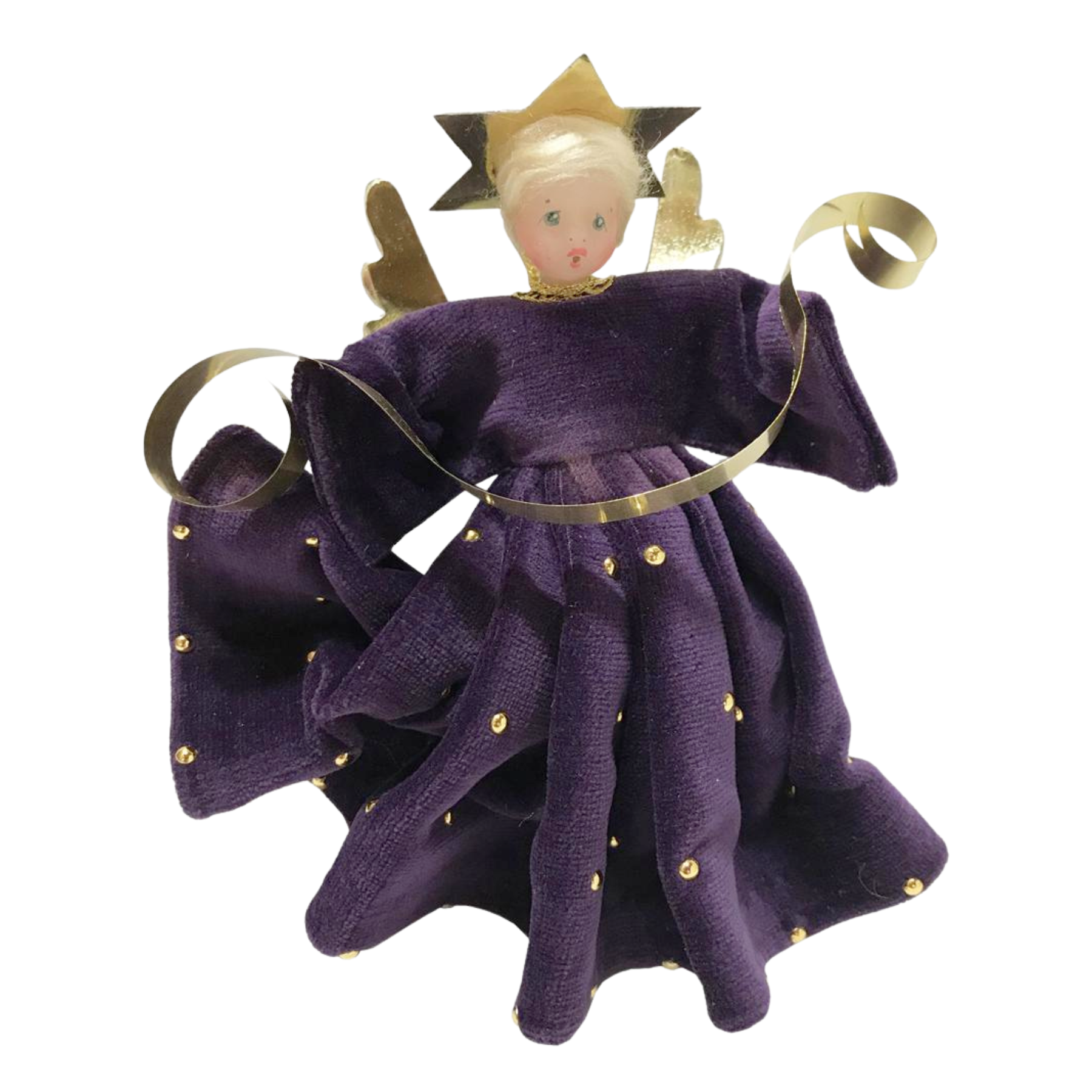 Angel in Purple Velvet Dress Ornament by Lenore Leidel in Iffeldorf