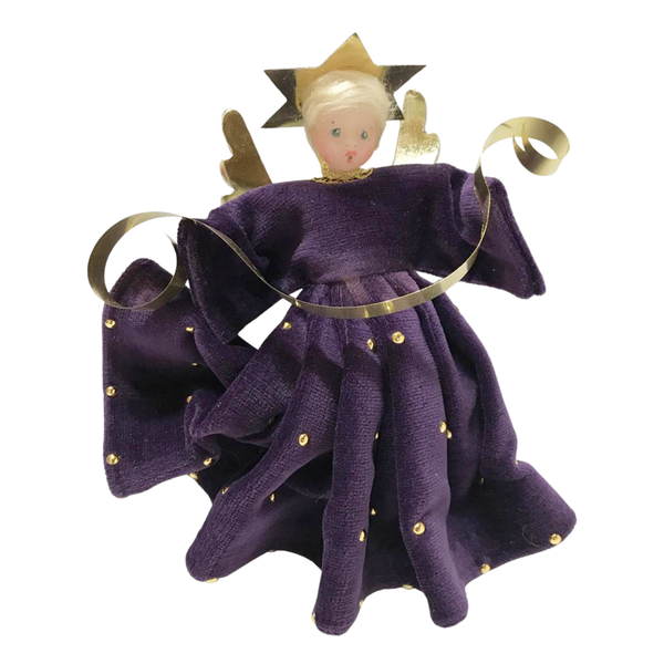 Angel in Purple Velvet Dress Ornament by Lenore Leidel in Iffeldorf