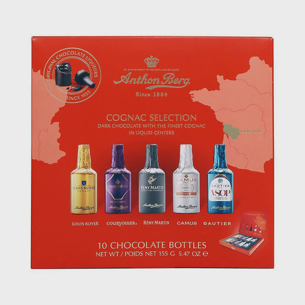 Anthon Berg Dark Chocolate Cognac Liqueur-Filled Bottles 10/Pk Assortment Box