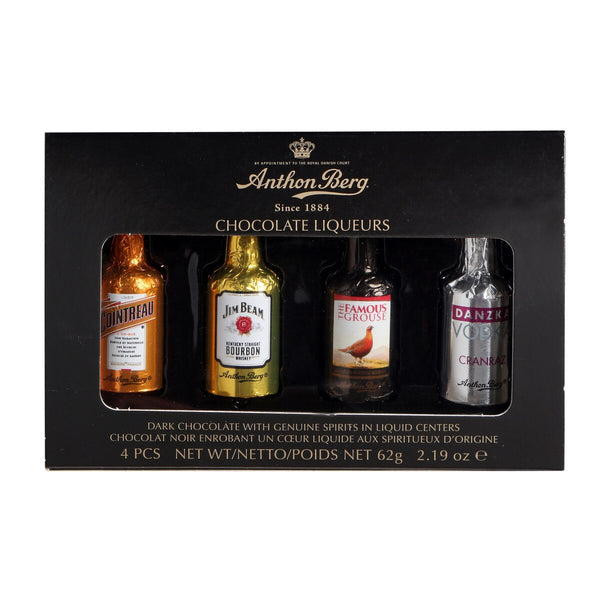 Anthon Berg Dark Chocolate Liqueur-Filled Bottles 4/Pk Assortment Box
