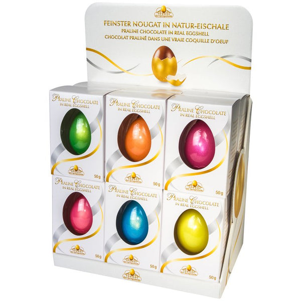 Solid Color Real Eggshell Eggs from Germany Filled with the finest Praline Chocolate Truffle