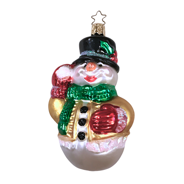 Snowman with Yellow Jacket and Snowball by Inge Glas of Germany