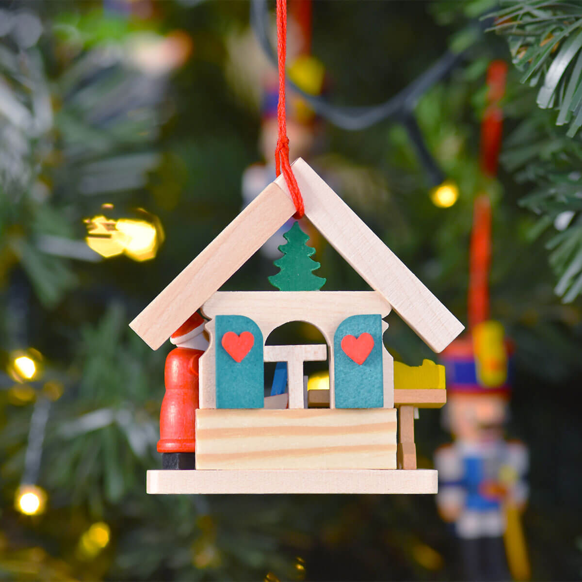 House Ornament with Figures by Graupner Holzminiaturen