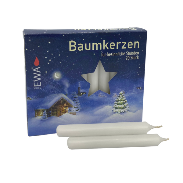 Tree Candle, White, 13mm, 20 pack by EWA Kerzen