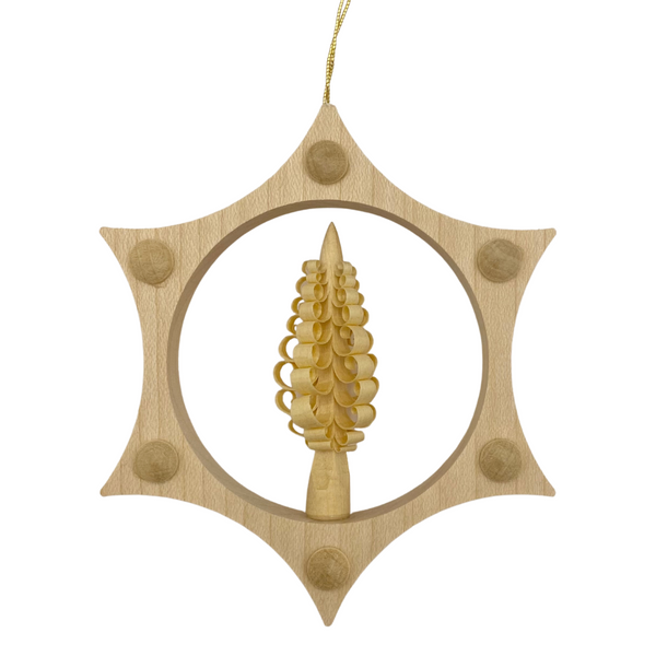 Hexagonal Pendant Ornament with curl tree center by Martina Rudolph