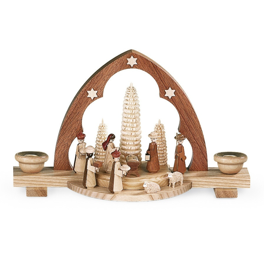 Candle arch nativity scene,