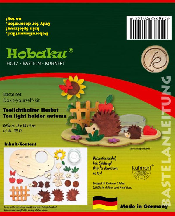 DIY Kit, "Autumn" Hedgehog Tea Light Holder by Kuhnert GmbH