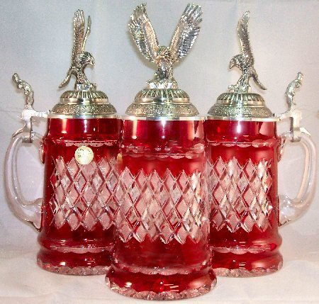 German Lord of Crystal Eagle, Red Beer Stein by King Werk GmbH and Co