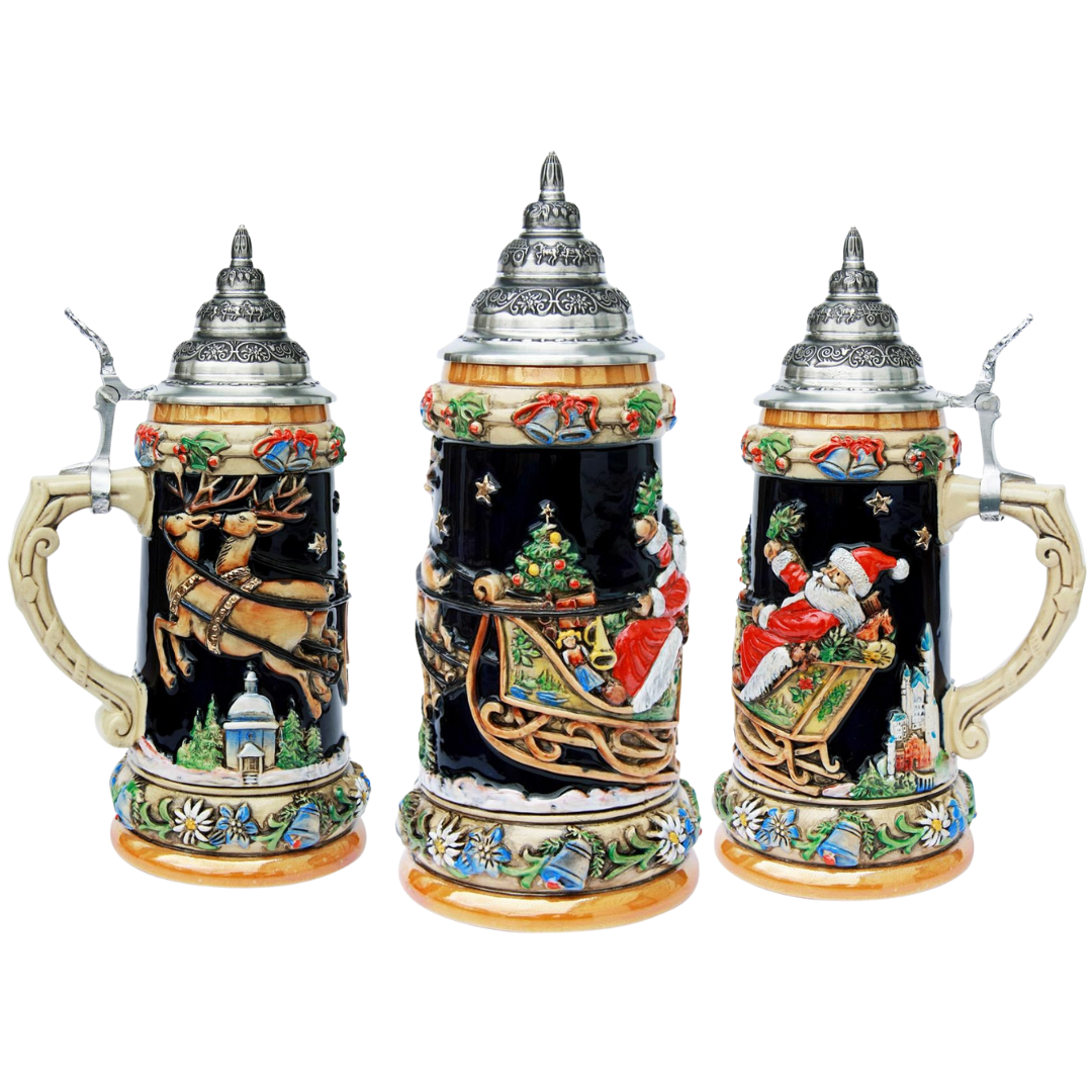 Santa Claus Flying in Sleigh Stein by King Werk GmbH and Co