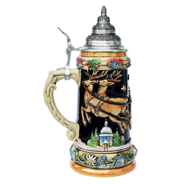 Santa Claus Flying in Sleigh Stein by King Werk GmbH and Co