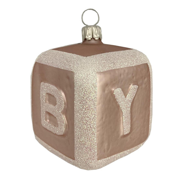 Baby Block Ornament, pink by Glas Bartholmes