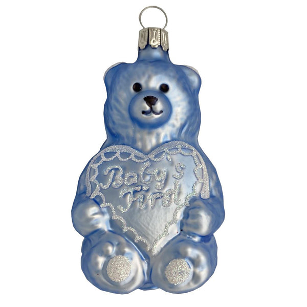 Baby's 1st Christmas Teddy with Heart, blue by Glas Bartholmes