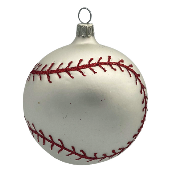 Baseball with Red glittered Stitching, Ornament by Old German Christmas