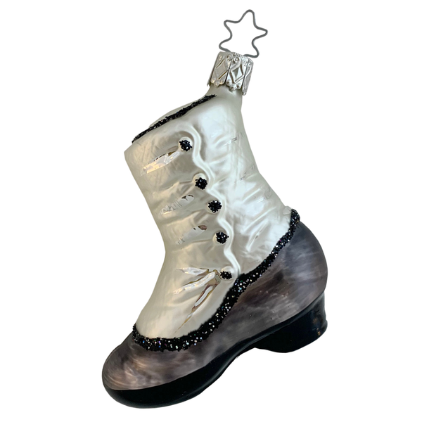 Silver High Button Man's Shoe with Black trim by Inge Glas of Germany