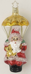 Santa's Dropping In Ornament by Inge Glas of Germany