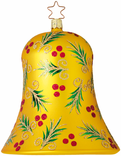 Golden Holly Large Bell Ornament by Inge Glas of Germany