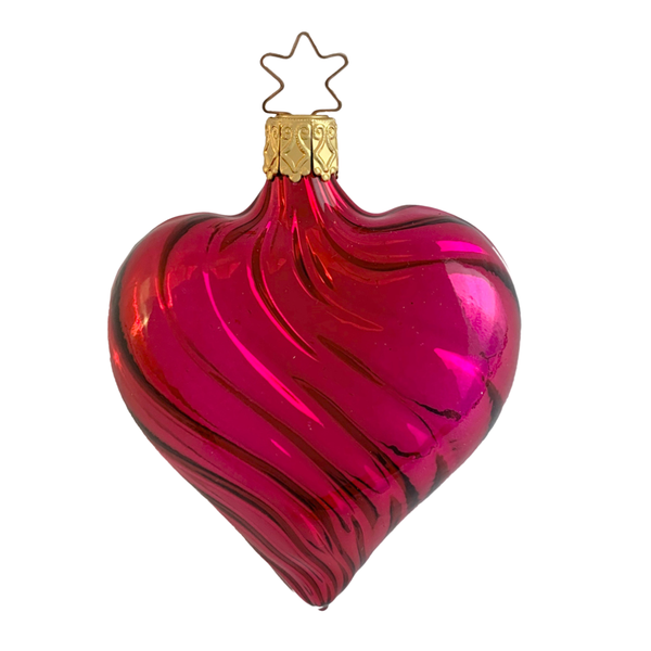 Mercury Glass Heart, Shiny Burgundy by Inge Glas of Germany