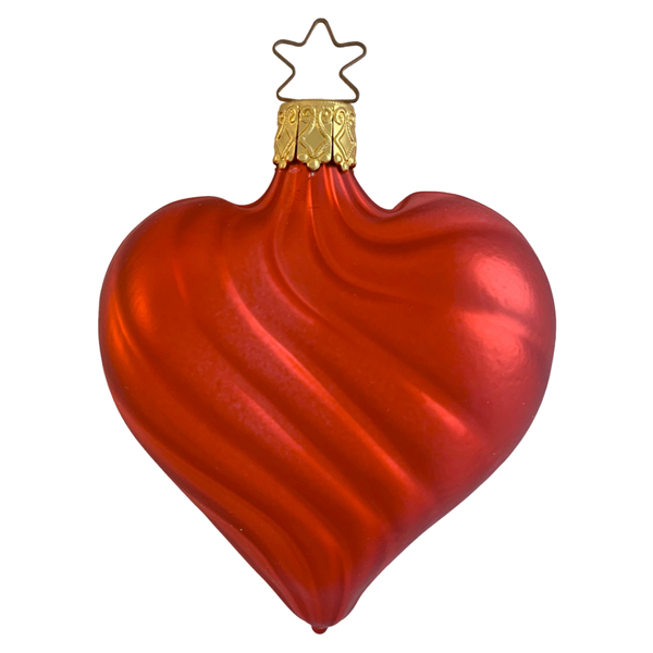 Mercury Glass Heart, red, matte by Inge Glas of Germany