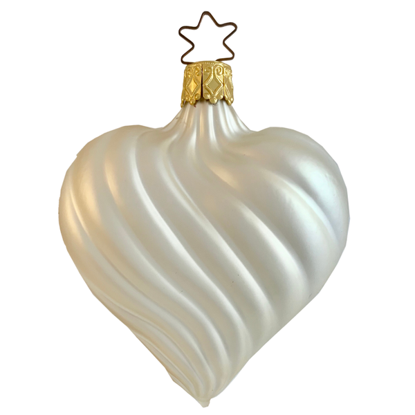 Mercury Glass Heart, champagne, matte by Inge Glas of Germany