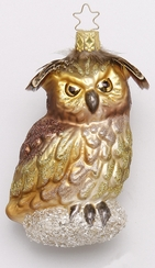 Woodlands Owl with Feathers Ornament by Inge Glas of Germany