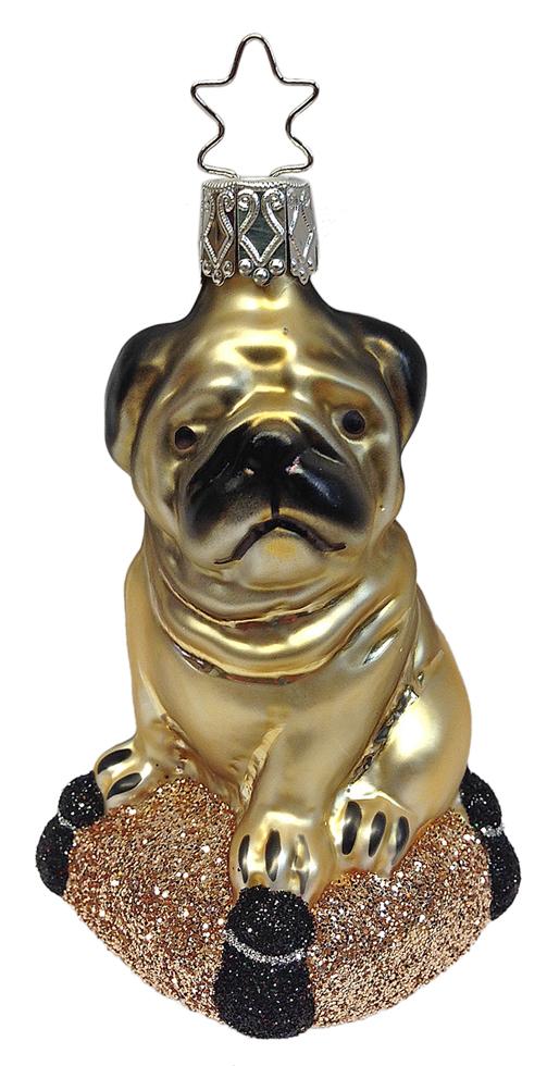 Pugsie, Dog on Pillow Ornament by Inge Glas of Germany