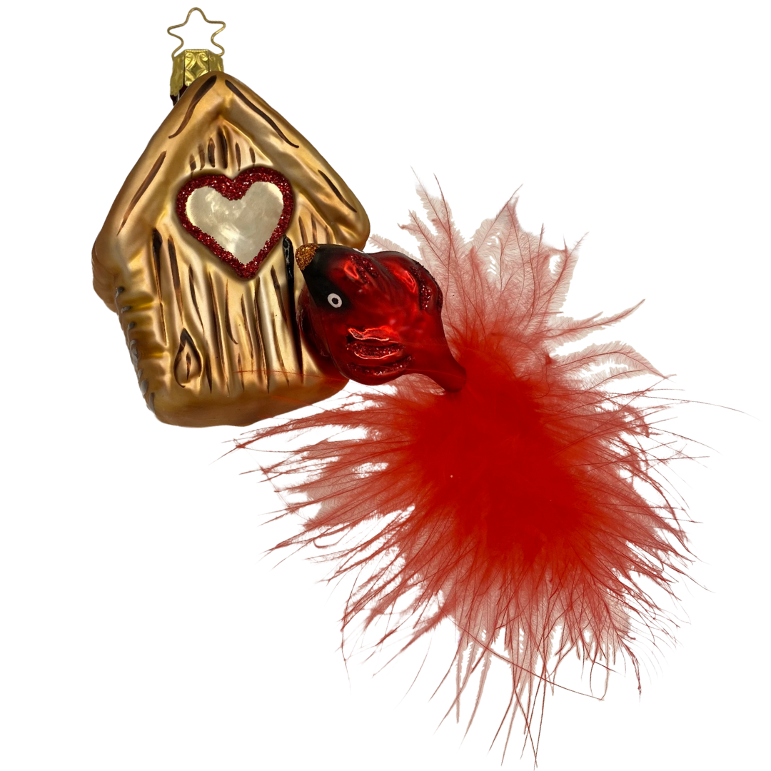 Welcome Home Bird, Cardinal on Birdhouse by Inge Glas of Germany