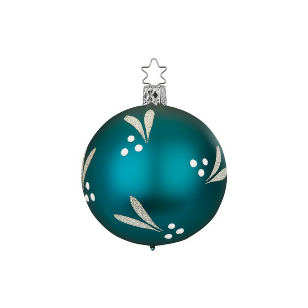 Snow Berries Ball, blue-green matte, 6cm by Inge Glas of Germany
