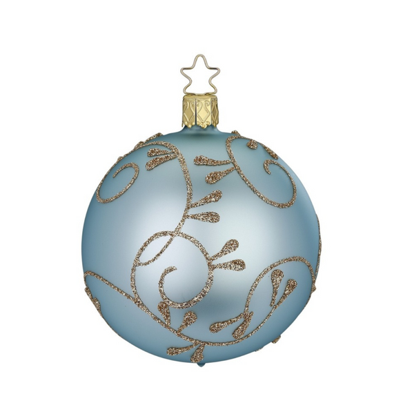 Rococo Ball, mint blue matte, 8cm, by Inge Glas of Germany