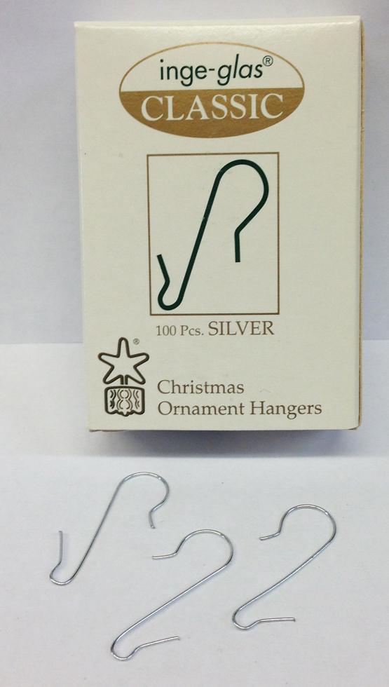 Inge-Glas 1900-04 Ball Hangers S-Hooks in Silver (3 - 4 cm), Box of 100