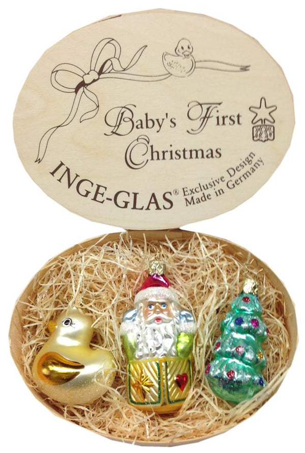 Baby's First Christmas, Inge-Glas of Germany Exclusive, 3 Piece Boxed Set by Inge Glas of Germany