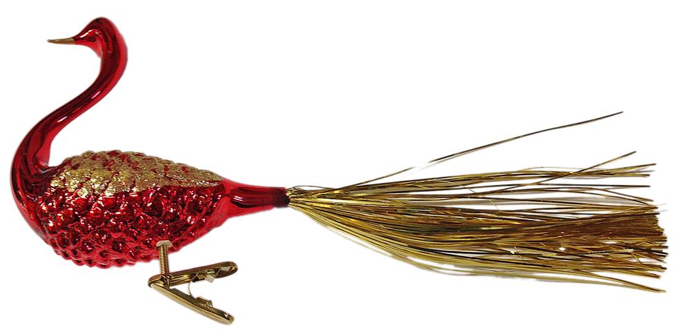 Red Bird with Gold Tail Ornament by Inge Glas of Germany