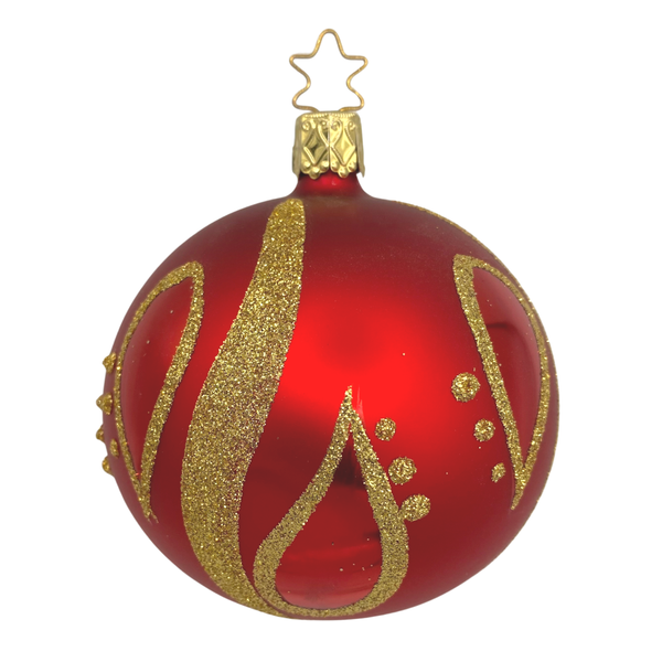 Reflecting Drop Ball, red matte, 8cm by Inge Glas of Germany