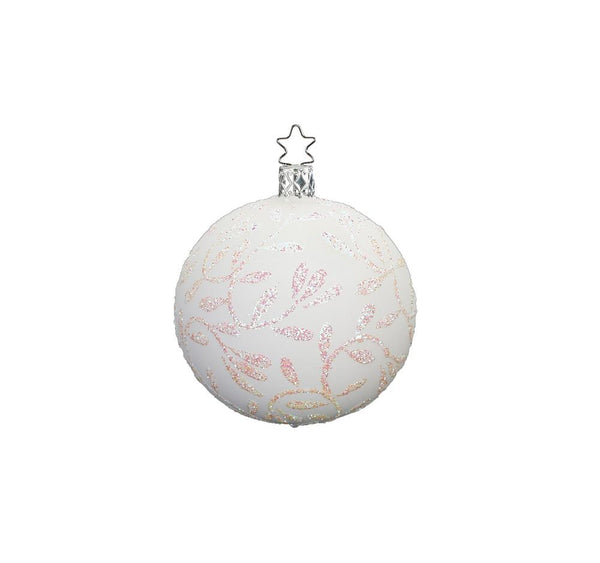 2.4" Pink and White Delights Ball Ornament by Inge Glas of Germany