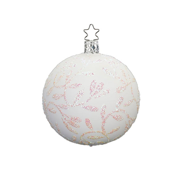 3.2" Pink and White Delights Ball Ornament by Inge Glas of Germany