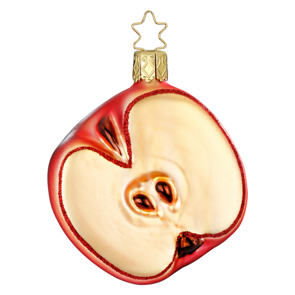 Apple Slice with red Glitter made by Inge Glas of Germany