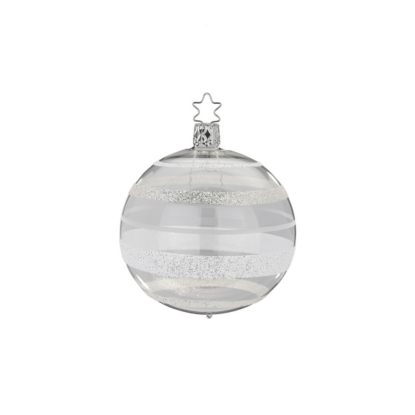 Shimmering Stripes Ball, silver, 6cm by Inge Glas of Germany