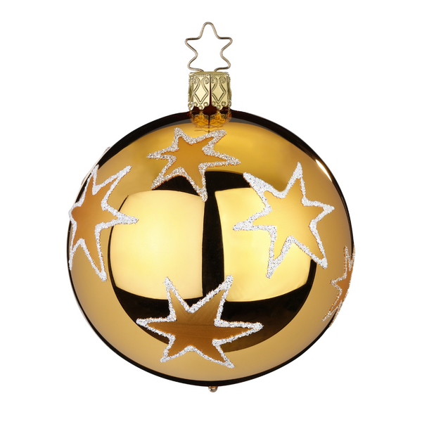 Stars of Christmas Ball, gold, 10cm by Inge Glas of Germany
