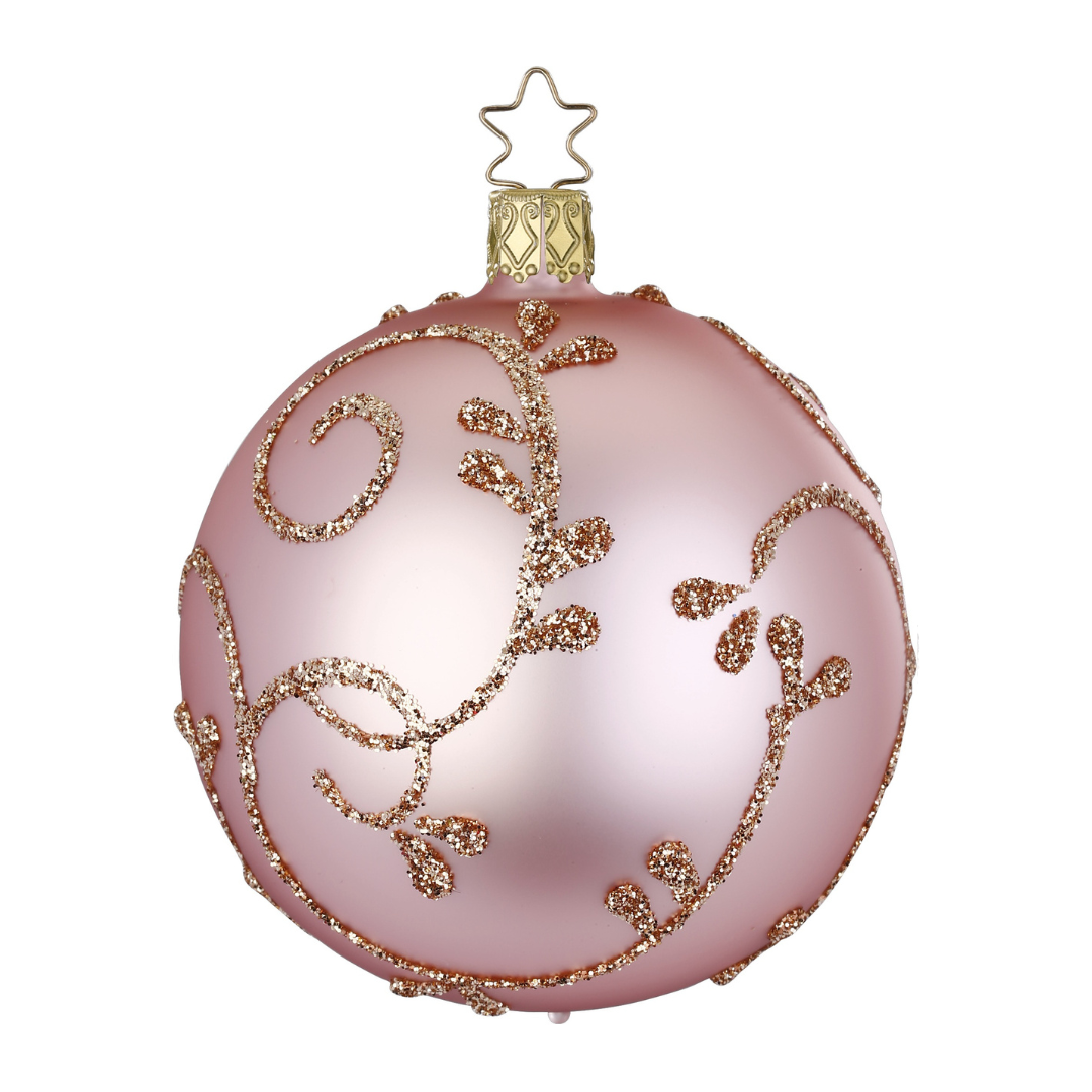 Rococo Ball, cotton candy matte, 10cm by Inge Glas of Germany