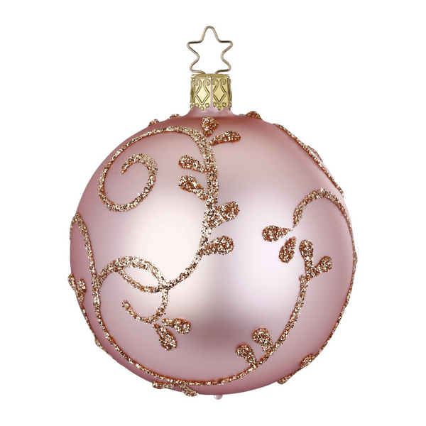 Rococo Ball, cotton candy matte, 10cm by Inge Glas of Germany