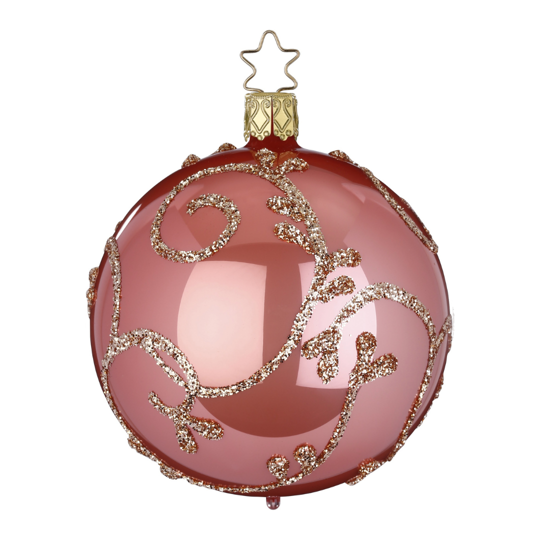 Rococo Ball, candy pink pearl, 10cm by Inge Glas of Germany