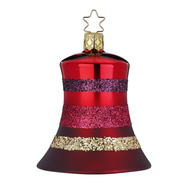 Bell, dark red matte, gold bottom stripe  by Inge Glas of Germany