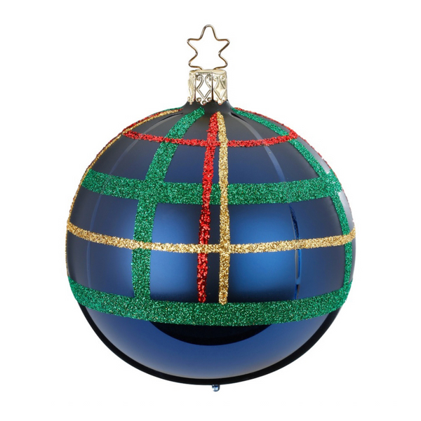 Squared Ball, midnight shiny, 10cm by Inge Glas of Germany
