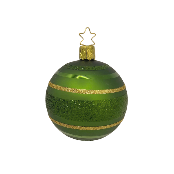 Straight Lines Ball, fir green matte, 6cm by Inge Glas of Germany