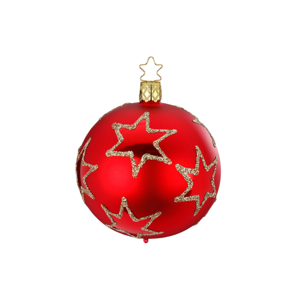 Rising Star Ball, red matte, 6cm by Inge Glas of Germany